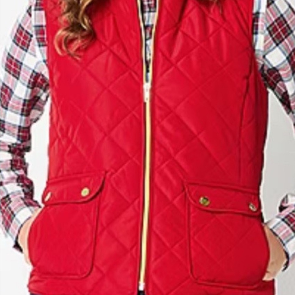 St. John's Bay Red Quilted Vest with Diamond Pattern